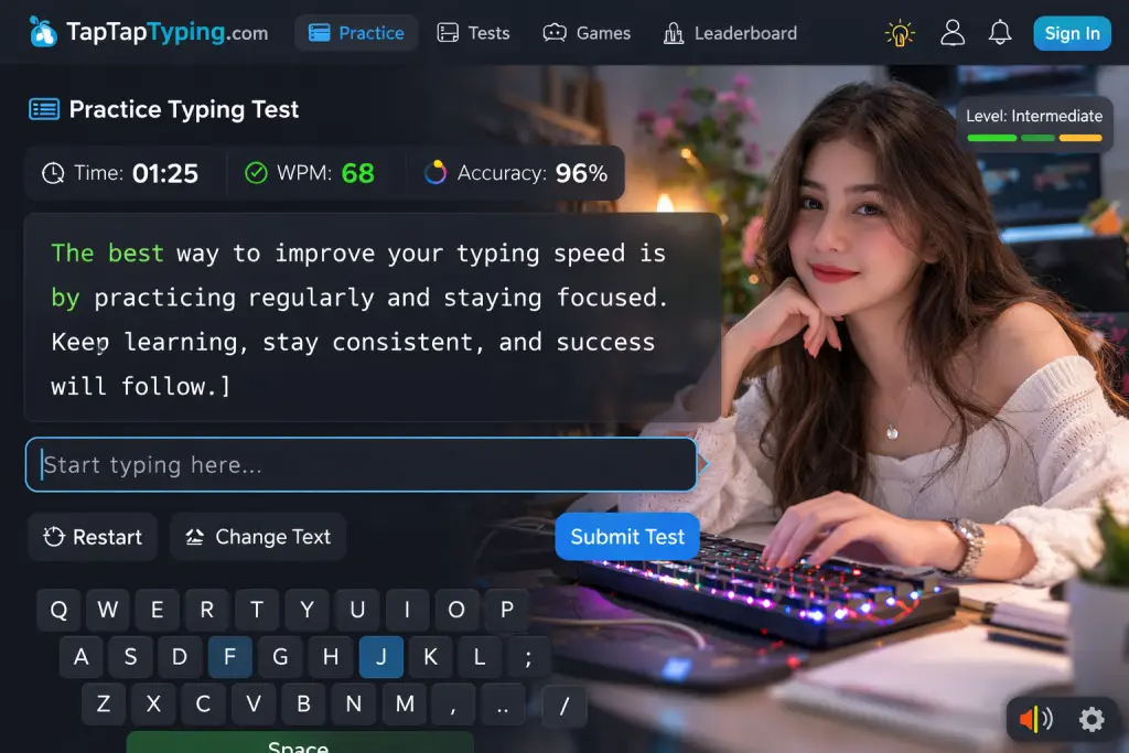 Data entry typing test